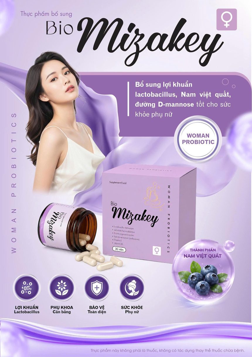 Men vi sinh phụ nữ Bio Mizakey - hộp 30 viên bổ sung lợi khuẩn Lactobacillus